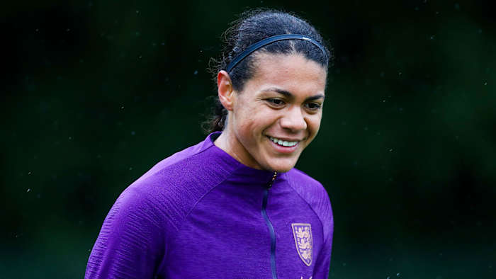 Alana Cook training with England earlier this month.